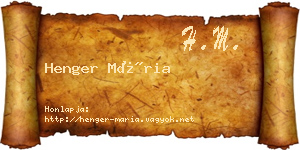 Henger Mária névjegykártya